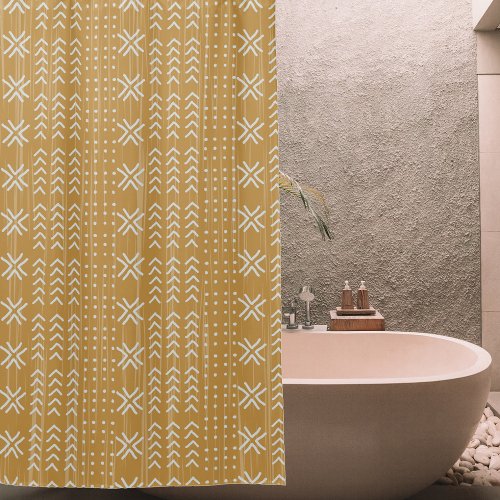 Modern Brown Mud Cloth African Pattern Shower Curtain