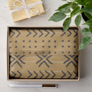 Modern Brown Mudcloth African Pattern Tissue Paper
