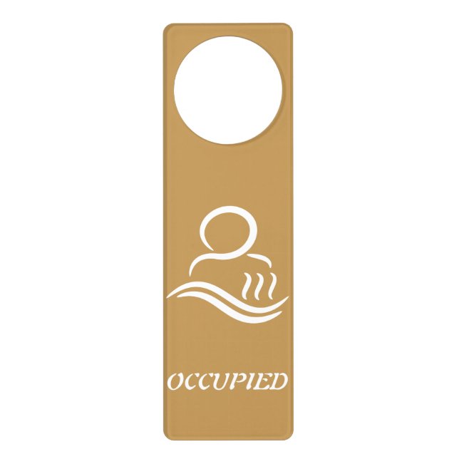 Modern Brown Occupied Bathroom Door Hanger (Front)