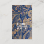 Modern Brown Paper Chic Vintage Flowers Blue Paint Business Card at Zazzle