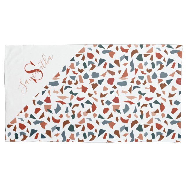 Modern Brown Pattern Monogram Pillow Case (Front)