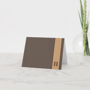 Modern Brown Personal Men's Stationery Monogram Letterpress Thank You Card