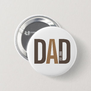 Modern Brown Personalized Dad Established Button