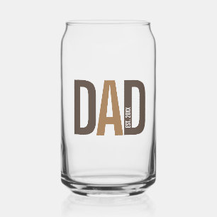 Modern Brown Personalized Dad Established Can Glass