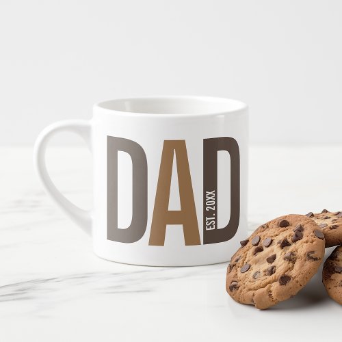 Modern Brown Personalized Dad Established Espresso Cup