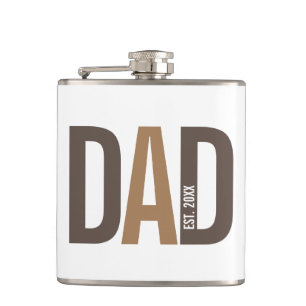 Modern Brown Personalized Dad Established Flask