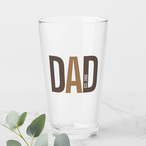 Modern Brown Personalized Dad Established Glass