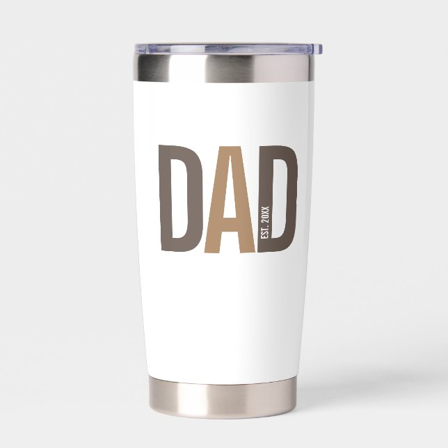 Modern Brown Personalized Dad Established Insulated Tumbler (Left)