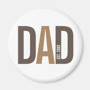 Modern Brown Personalized Dad Established Magnet