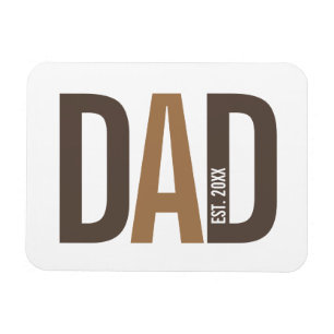 Modern Brown Personalized Dad Established Magnet