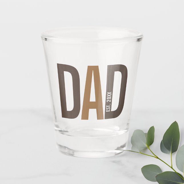 Modern Brown Personalized Dad Established Shot Glass (Creator Uploaded)
