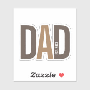 Modern Brown Personalized Dad Established Sticker