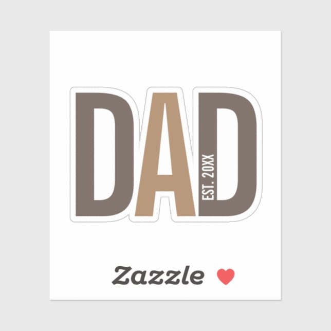 Modern Brown Personalized Dad Established Sticker (Sheet)