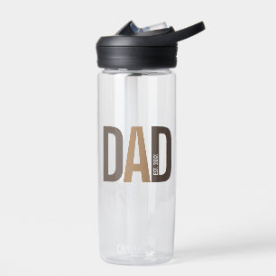 Modern Brown Personalized Dad Established Water Bottle