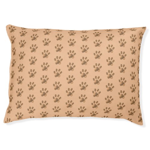 Modern Brown Pet Paws on Peach Color Background Pet Bed