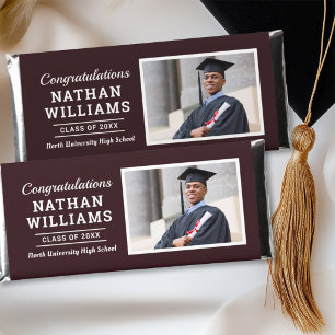 Modern Brown Photo Congratulations Grad Hershey Bar Favors