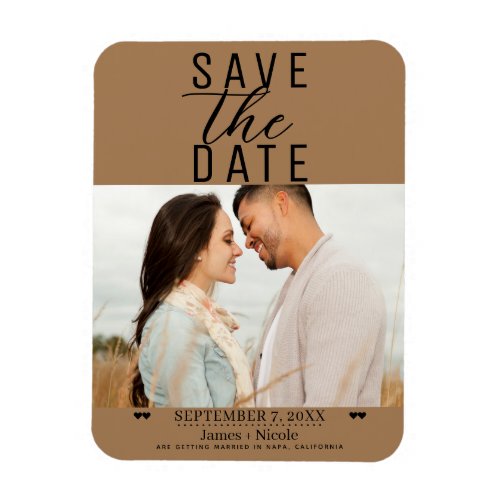 Modern Brown Save the Date Wedding Photo Magnet