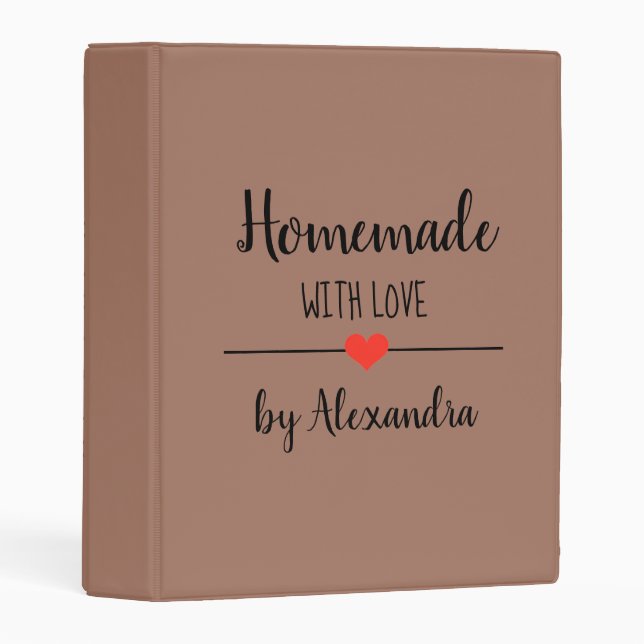 Modern brown script name recipe Avery Mini Binder (Front/Spine)