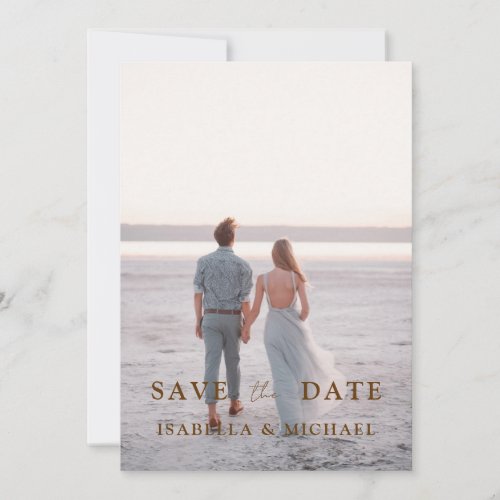 Modern Brown Scripts Photo Wedding Save The Date 