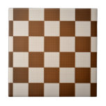 Modern Brown & Seashell Geometric Checker Pattern Ceramic Tile<br><div class="desc">Modern Dark Brown and Seashell Geometric Square Pattern Ceramic Tile.</div>