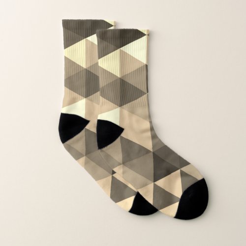 Modern brown sepia triangles geometry pattern socks