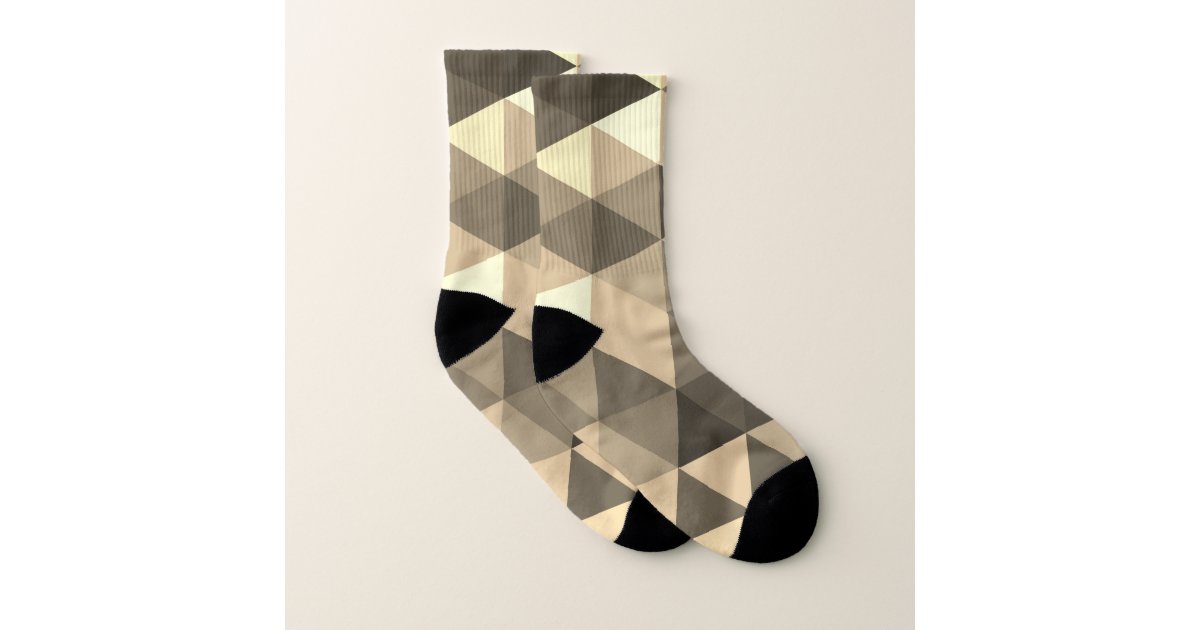 Modern brown sepia triangles geometry pattern socks | Zazzle