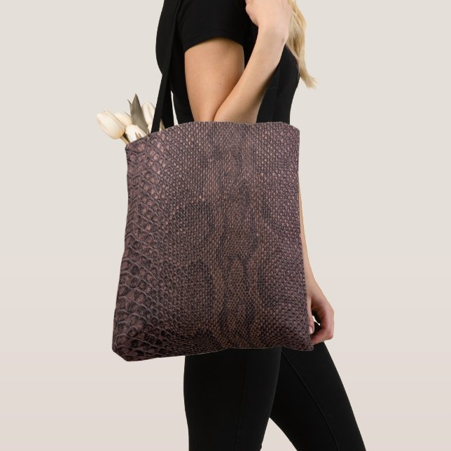 Modern Brown Snakeskin Pattern  Tote Bag (Close Up)