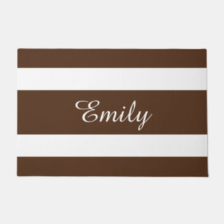 Modern Brown Stripes Name Doormat