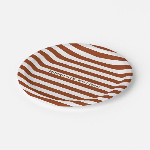 Modern Brown Stripes on any Color with Custom Text Paper Plates