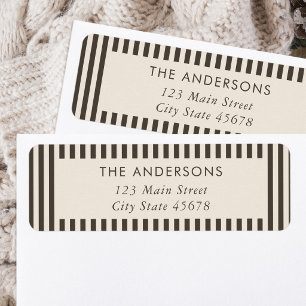 Modern Brown Stripes Return Address Label