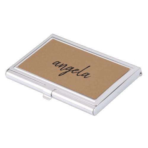 Modern brown stylish custom name business card case