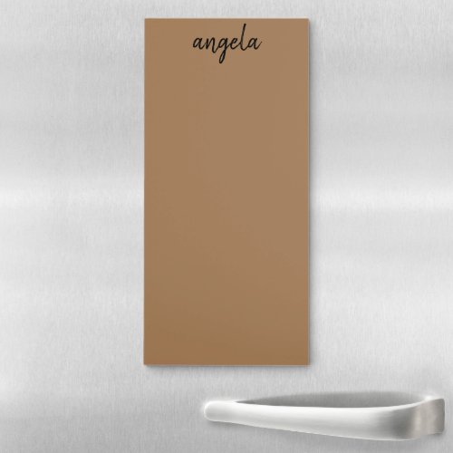 Modern brown stylish custom name magnetic notepad