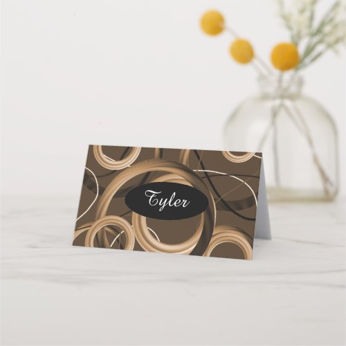 Modern Brown Swirl Seating Place Card