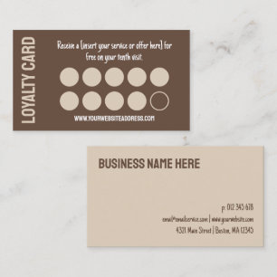 Modern Brown Tan Ten Visits Loyalty Punch Card