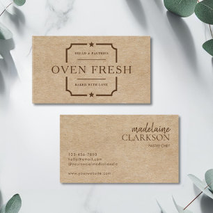 Modern Brown Text Kraft Pastry Chef Bakery  Business Card