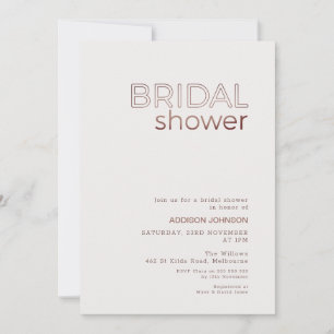 Modern Brown Text Minimalist Bridal Shower Invitation
