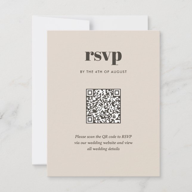 Modern Brown Trendy Mix Match Wedding QR Code RSVP Card (Front)