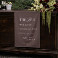 Modern Brown Wedding Bar Fabric Sign