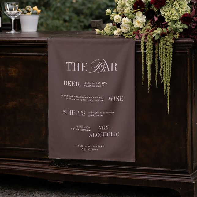 Modern Brown Wedding Bar Fabric Sign (Creator Uploaded)