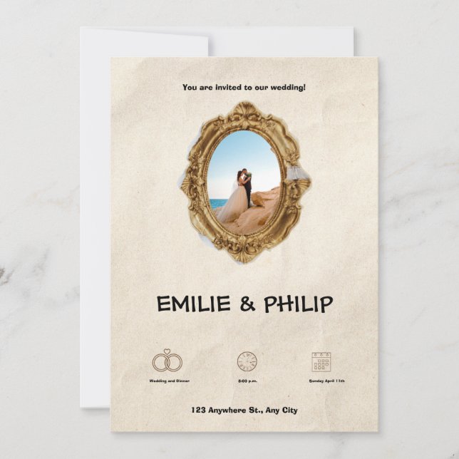 Modern Brown Wedding Invitation (Front)