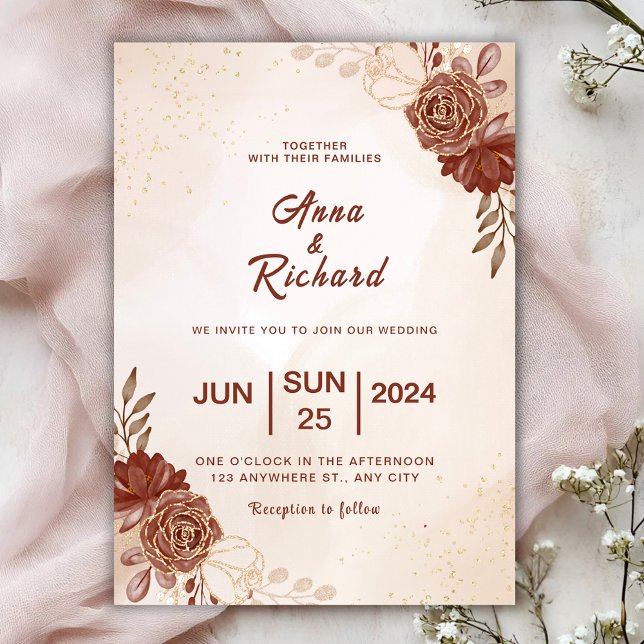 Modern Brown wedding Invitation (Creator Uploaded)