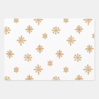 Rustic Beige Brown Snowflakes Christmas Holidays Wrapping Paper Sheets