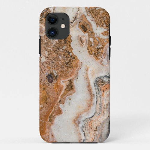 Modern Brown  White Marble Swirls iPhone 11 Case
