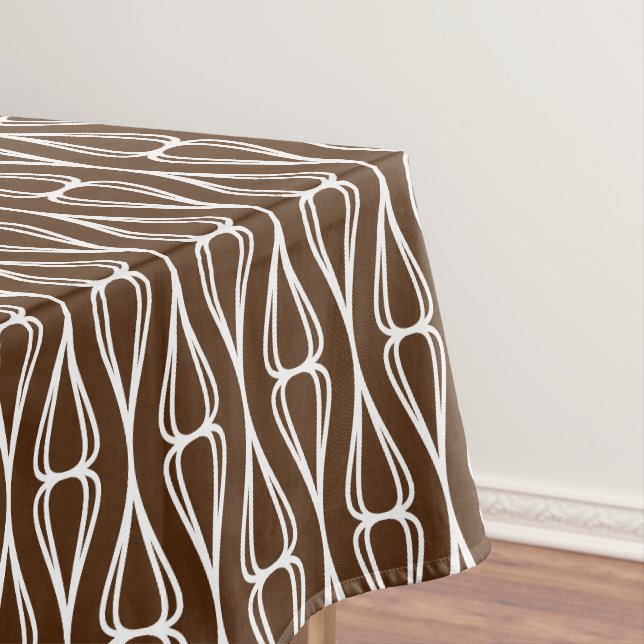 Modern Brown White Pattern  Tablecloth (In Situ)