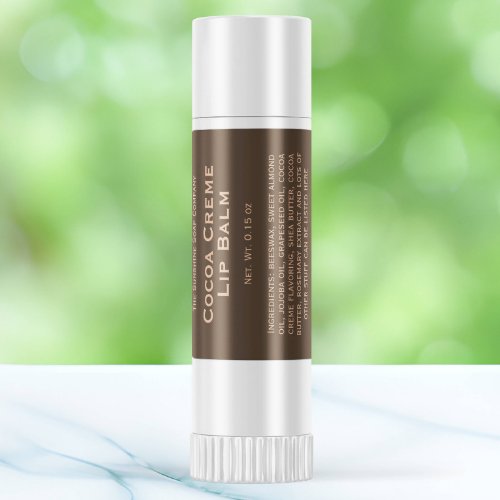 Modern brown with tan text lip balm tube label