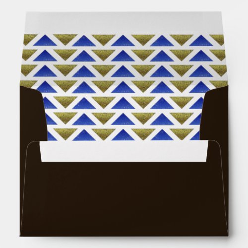 Modern Brown with Triangles in Blue and Faux Gold Envelope
