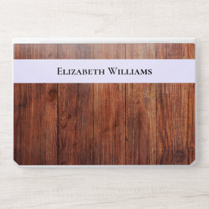 Modern brown wood Background Personalized Name HP Laptop Skin