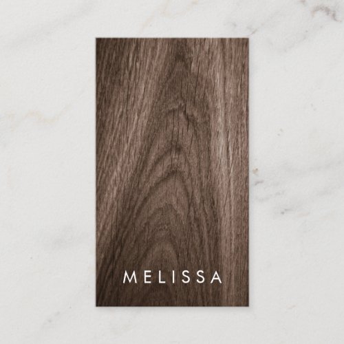 Modern brown wood minimalist professional vertical business card