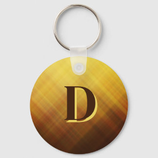 Modern brown yellow monogram initial keychain