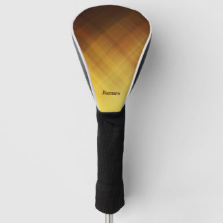 Modern brown yellow monogram name golf head cover